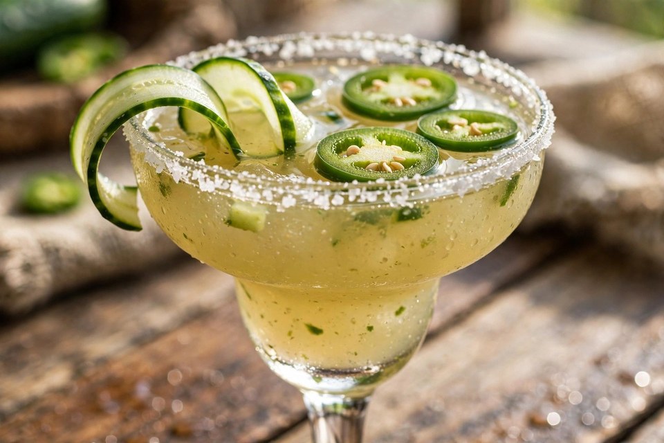 Spicy Cucumber Jalapeno Margarita cocktail