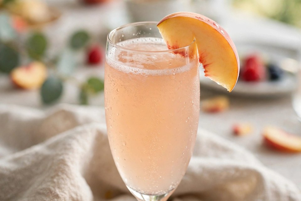 Peach Bellini cocktail